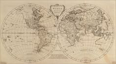 an old map shows the world as it is divided into two halves, with one side showing