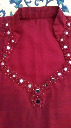 Work Suit Design, Neck Design Ideas, Collar Kurti Design, Mirror Work Kurti, Mirror Work Dress, Chudi Neck Designs, Chudidhar Neck Designs, Design Kurta, Salwar Neck Designs