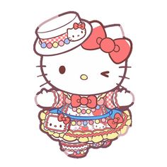 a hello kitty with a hat and dress