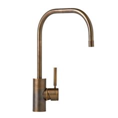 the faucet is shown in bronze with an angled spout and side spray