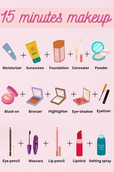 How To Make You Look Pretty, Make Up For Beginners Products, 15 Minute Makeup Routine, Make Up Steps In Order, Makeup Needs For Beginners, What Order To Apply Makeup, Makeup Order Of Application, Cute Nails For Back To School, Simple Makeup Products