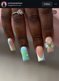 Nails Design For Cruise, Birthday Nail Set Ideas Simple, Senior Pictures Nails Ideas, Vacation Square Nails, Nail Inspo Vacation, Cruise Nails, Acrylic Toe Nails, Hard Nails, Colored Acrylic Nails