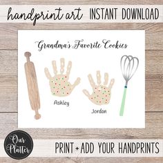 handprint art instant printables for grandma's favorite crochets and cookies