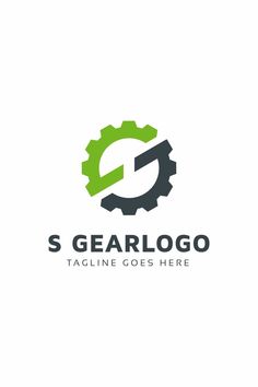 the gear logo is designed with green and black colors, as well as an arrow