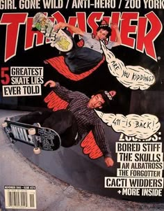 a magazine cover with a skateboarder doing a trick