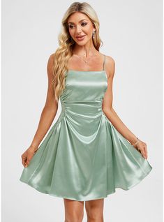 JJ's House Pleated Stretch Satin Straight Spring Summer A-line General Plus Back Zip Simple Agave Height:5.8ft（176cm） Bust:32in（82cm）Waist:24in（61cm）Hips:35in（89cm） No Short Blue Spaghetti Straps Homecoming Dress. #JJ's House #Pleated #StretchSatin #Straight #Spring #Summer #Aline #General #Plus #BackZip #Simple #Agave #No #Short #Blue #SpaghettiStraps #HomecomingDress Sage Dresses Short, Sage Green Short Bridesmaid Dresses, Light Purple Silk Dress Short, Hoco Flowy Dress, Semi Formal Dresses Green, Hoco Dresses Not Tight, Semi Formal Dresses For Teens 8th Grade, Middle School Dance Dresses 7th Grade, Silk Hoco Dress Short