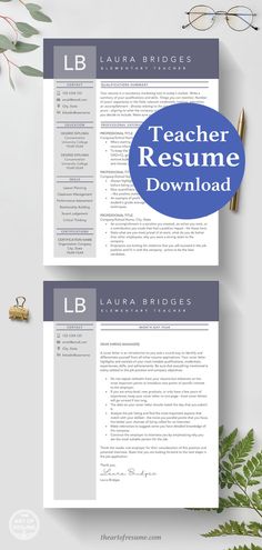 The Art of Resume Templates | Teacher Educator Resume Template Designs, Teaching CV Template with Teacher Cover Letter, Reference Page for Microsoft Word, Apple Pages, Google Docs, Mac, PC Resume Design Free, Teacher Career, Teaching Resume, Business Resume, Resume Design Professional, Teacher Resume Template, Simple Resume Template, Jobs For Teachers, Simple Resume