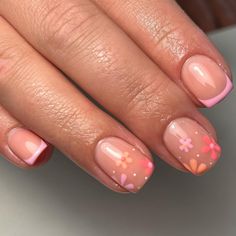 On Wednesday’s we wear pink 🌸💗✨ Treatment: BIAB Infills & Detailed nail art @the_gelbottle_inc BIAB Teddy Carries Cosmo Sunshine… | Instagram Short Nails Diy Designs, Biab Nail Trends, Biab Gel Nails Designs Pink, Gel Nails For Holiday, Biab Nails On Short Nails, Cute Nail Ideas For Short Natural Nails, Short Nails Pattern, Cute Pink Nails Ideas, Extra Short Biab Nails