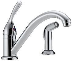 a kitchen faucet with chrome finish