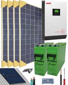 solar panels, batteries, and other electrical equipment