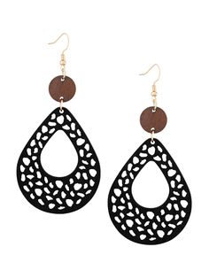 PRICES MAY VARY. BOLD GEOMETRIC CUTOUTS: These teardrop-shaped earrings boast a dynamic geometric cutout pattern, offering a contemporary twist on classic wooden jewelry. CONTRASTING WOOD ACCENTS: The dark cutout portion contrasts beautifully with the lighter wooden disc at the top, providing an eye-catching two-tone aesthetic. NATURAL WOOD CRAFTSMANSHIP: Skillfully carved from wood, these earrings bring an element of rustic charm to your accessory collection, perfect for eco-conscious fashion l Bohemian Jewelry Gift, Wood Craftsmanship, Aesthetic Natural, Leather Crafting, Leather Carving, Wooden Cutouts, Leather Cuts, Conscious Fashion, Wood Accents