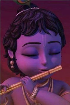 an animated woman playing the flute with her eyes closed