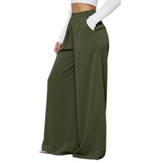 Army Wide Leg Pants with Packet Green Dress Pants With Pockets, Green High-waisted Dress Pants With Pockets, White Slacks, Night Club Outfits, Baggy Pants, Baggy Pant, Outfits Women, Long Pants, Black N Yellow