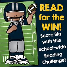 a book cover for read for the win with a cartoon football player holding a ball