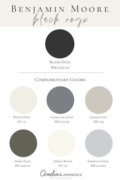 the color scheme for benjamin moore's black and white palettes, which are available in