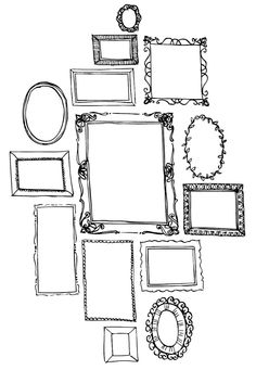 an assortment of frames and pictures to color