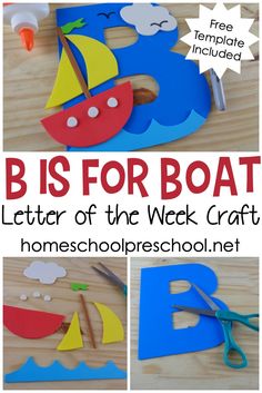 the letter b is for boat with paper cutouts and scissors