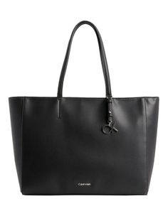 Calvin Klein Black, Signature Logo, Leather Tote Bag, Leather Tote, Calvin Klein, Faux Leather, Tote Bag, Leather, Black