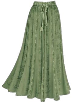 a women's green skirt with an embroidered design