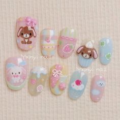 yxinyi nails Cc Nails, Character Nails, Deco Nails, Lilac Nails, Glittery Nails, Basic Workout, Short Nail, Cute Nail Art, Orange Nails