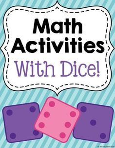 a sign that says math activities with dice