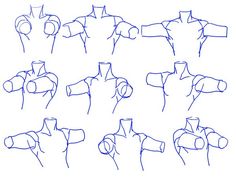 an image of the arm muscles drawn in pencil on white paper with different angles and sizes