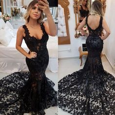 Black Lace Evening Dress, Sweep Train Prom Dress, Prom Dress Black, Mermaid Prom Dresses Lace, Prom Dresses Long Mermaid, Lace Prom Dress, Black Dress Formal