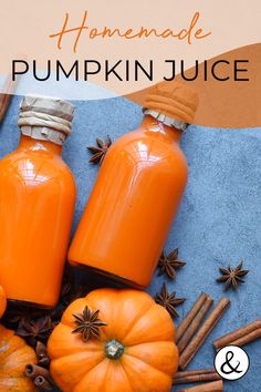 homemade pumpkin juice with cinnamon sticks and star anise