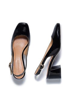 Leather upper, insole, sole Buckle styling Imported | Alexia Heels by Bernardo in Black, Women's, Size: 7.5, Leather at Anthropologie Black Almond Toe Slingback Pumps With Leather Sole, Vegas Outfit, Anthropologie Shoes, Black White Yellow, Black Fits, Shoe Shop, Black Heels, Heel Height, Anthropologie