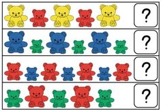 a printable teddy bear pattern with question marks on the bottom and an image of two bears