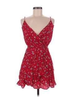 Express Casual Dress Size: Medium Red Dresses - used. 100% RAYON, Plunge, Floral, Short, Sleeveless | Express Casual Dress: Red Floral Dresses - Used - Size Medium Red Casual Dress, Red Floral Dress, Designer Maternity, Red Dresses, Heart Dress, Floral Dresses, Floral Short, Express Dresses, Dress Red