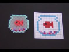 two different types of bead designs on a black surface, one is red and the other is blue