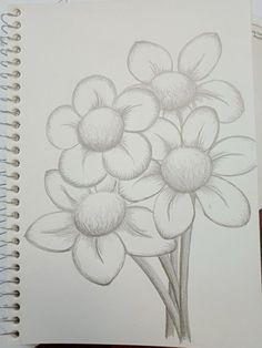 a drawing of some flowers on a table