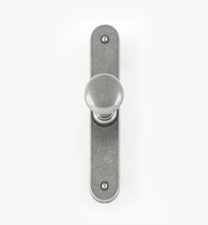 a metal door handle on a white background