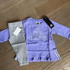 New With Tags. Lavender Cotton Sets For Spring, Playful Purple Long Sleeve Sets, Purple Cotton Playwear Sets, Cute Purple Cotton Sets, Cute Purple Long Sleeve Sets, Cute Long Sleeve Purple Sets, White Tracksuit, Toddler Adidas, Adidas Set