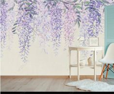 The wallpaper will come in several panels and not in rolls. How to place the order Measure your wall dimension: Height*width=Square meter Example: Your wall size: Width=3.2 M, Height=2.8 M The square meter you need is 3.2x2.8=8.96 square meter so please choose quantity 9 when you place the order.  If your wall size is in feet or inch and do not know how to convert and please send me message inbox and i can help you convert. Installation step for join panels style 1. Prepare the tools: the barrel Wall Murals Painted Bedrooms, Oil Painting Wallpaper, Flower Wall Painting, Lavender Nursery, Bedroom Purple, Purple Bouquet, Wall Murals Painted, Mural Wall, Beautiful Flowers Wallpapers