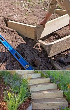 the steps are being built into the ground