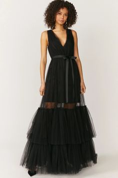 Tulle Maxi Dress | Coast Panelled Skirt, Tie Waist Maxi Dress, Dresses Tulle, Tulle Maxi Dress, Ribbon Tie, Tulle Dress, Tie Belt, Black Maxi Dress, Halter Formal Dress