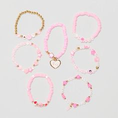 Give your girl some fun arm candy to sport with this Capelli of N.Y. 7-piece bracelet set. It includes beaded charm bracelets strung on comfortable elastic bands in assorted vibrant colorful styles.Bead Type: Plastic# Pieces In Set: 7Included: 1 Bracelet(s)Care: Wipe CleanBase Material Jwry: PlasticPendant & Charms Type: CharmsHas Pendant/Charm: NoIs Beaded: NoCountry of Origin: Imported Pink Jewelry Set, Girls Jewelry, Elastic Band, Watches Jewelry, Arm Candy, Bracelet Set, Some Fun, Jewelry Set, Jewellery And Watches