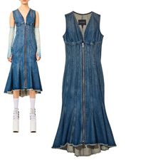 A Long, Body Forming Zip Up Dress In A Classic Blue Denim With Exaggerated Bottom. Pits: 15” Shoulders: 12” Length: 48” Follow Us (In Bio) ! Crazy Items Daily Don’t Offer If You Cannot Pay Same Day These Are Pictures Of The Actual Item. No Refunds , Buy With Confidence, All Items Authentic (Check Feedback) We Are Not Responsible For Packages After It Is Handed To The Carrier. Maxi Denim Dress, Zip Up Dress, Marc Jacobs Dress, Classic Blue, Denim Dress, Marc Jacobs, Blue Denim, Colorful Dresses, Denim Jacket