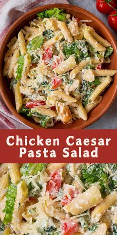 Chicken Caesar Pasta Salad is a refreshing and hearty dish combining tender pasta, crisp romaine lettuce, juicy grilled chicken, and creamy Caesar dressing. Tossed with Parmesan cheese and crunchy croutons, it’s a flavorful twist on two classics. Perfect as a light lunch, dinner, or potluck favorite, this recipe is easy to make and always a crowd-pleaser. Save it for a quick and satisfying meal everyone will love! Cold Pasta Recipes, Grilled Chicken Pasta Salad, Creamy Caesar Dressing, Chicken Caesar Pasta, Juicy Grilled Chicken, Chicken Pasta Salad Recipes, Crisp Salad, Caesar Pasta Salad, Cheesy Chicken Spaghetti