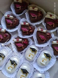 chocolates in the shape of heart shaped graduation cakes