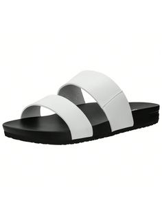 A substantial sandal featuring 2 broad straps and accents, ideal for achieving a sporty-luxe look at the beach. Combine it with one-piece swimsuits and plastic visors for a trendy ensemble.Women's 2 Band Slide Footbed Sandal Comfort Foam Slip On Flat Sandals Casual Summer Sandals White Cool,Sporty,Vacation    Plain Slides   Women Shoes, size features are:Bust: ,Length: ,Sleeve Length: White Synthetic Sandals With Adjustable Strap, White Adjustable Strap Synthetic Sandals, Sporty Summer Sport Sandals For Vacation, Beach Sport Sandals With Adjustable Strap, Beach Sandals With Adjustable Strap, Beach Sandals With Adjustable Strap In Synthetic Material, Synthetic Sandals With Adjustable Strap For Beach, Sporty Slide Sandals For Beach, Sporty Slides For Summer Swimming