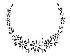 a black and white drawing of a necklace with flowers