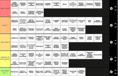 an image of a color chart with the names and numbers on it in different colors