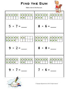 worksheet for addition and subtraction to find the sum in each number