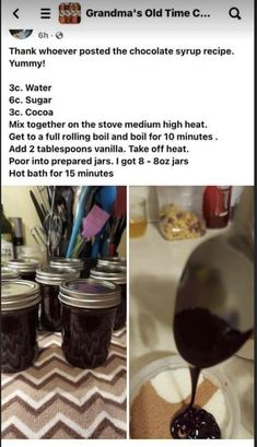 the recipe for grandma's old time chocolate syrup