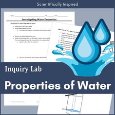 the book cover for inquiry lab properties of water