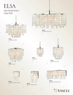 the chandelier is shown in different sizes and colors