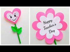 two pictures of flowers with the words happy teacher's day written on them